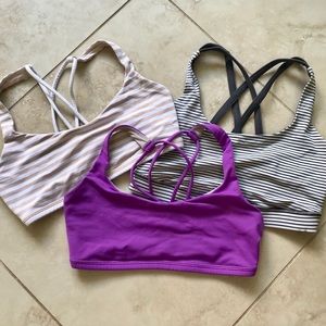 Lululemon 2 Free to be bras and 1 Energy bra